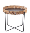 Benzara BM217035 Round Accent Table with Tubular Legs and Cross Base, Large, Black and Brown
