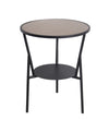 Benzara BM217038 Industrial Round Accent Table with Metal Tubular Base, Brown and Black