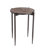 Benzara BM217039 Industrial Round Accent Table with Tapered Tubular Legs, Brown and Black