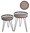 Benzara BM217042 Chevron Round Top Accent Table with Hairpin Legs, Set of 2, Black and Brown