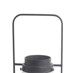 Benzara BM217043 Industrial Style Metal Frame Glass Lantern with Handle, Large, Black