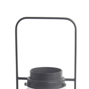 Benzara BM217043 Industrial Style Metal Frame Glass Lantern with Handle, Large, Black