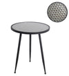 Benzara BM217046 Honeycomb Glass Top Accent Table with Tubular Legs, Black and Silver
