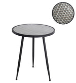 Benzara BM217046 Honeycomb Glass Top Accent Table with Tubular Legs, Black and Silver