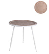 Benzara BM217052 Round Wooden Top Accent Table with Splayed Metal Legs, White and Brown