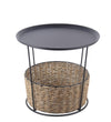 Benzara BM217057 Metal Accent Table with Storage Compartment, Small, Black and Brown