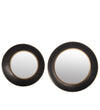 Benzara BM217063 Metal Round Frame Wall Mirror with Gold Trim, Set of 2, Black and Silver