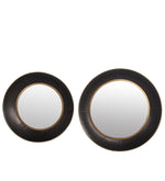 Benzara BM217063 Metal Round Frame Wall Mirror with Gold Trim, Set of 2, Black and Silver