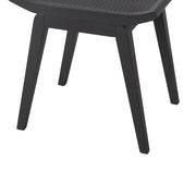 Benzara BM217076 Saddle Design Wooden Stool with Angled Tapered Legs, Dark Gray