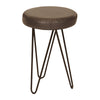 Benzara BM217082 Leatherette Round Backless Stool with Hairpin Metal Legs, Dark Brown