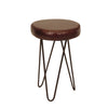 Benzara BM217084 Leatherette Round Backless Stool with Hairpin Metal Legs, Cherry Brown