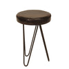 Benzara BM217087 Leatherette Round Backless Stool with Hairpin Metal Legs, Brown