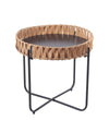 Benzara BM217089 Round Accent Table with Tubular Legs and Cross Base, Small, Black and Brown