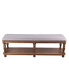 Benzara BM217097 Rectangular Wooden Bench with Padded Seat and Turned Legs, Gray and Brown