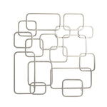 Benzara BM217127 26 Inches Conjoined Rectangles Metal Frame Wall Decor, Silver
