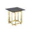 Benzara BM217143 Tempered Glass Top Accent Table with Metal Frame, Gray and Gold