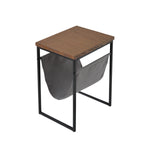 Benzara BM217152 Wood and Metal Frame Accent Table with Fabric Pouch, Brown and Black