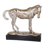 Benzara BM217162 15 Inches Polyresin Frame Decorative Horse Sculpture, Distressed Silver