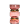 Benzara BM217171 Stacked Jar Design Edged Glass Vase with Golden Accents, Pink