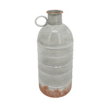 Benzara BM217180 15 Inch Metal Milk Jar Design Accent Decor with Rimmed Opening, Gray