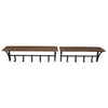 Benzara BM217181 Wooden Top Wall Shelf with Metal Hooks, Set of 2, Brown and Black