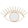 Benzara BM217183 32 Inch Contemporary Eye Design Metal Wall Decor with Round Mirror,Gold and Silver