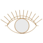 Benzara BM217183 32 Inch Contemporary Eye Design Metal Wall Decor with Round Mirror,Gold and Silver