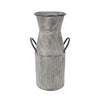 Benzara BM217187 Metal Milk Jar Design Accent Decor with Flared Opening and Banded Top, Gray