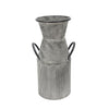 Benzara BM217188 14 Inch Metal Milk Jar Accent Decor with Flared Opening and Banded Top, Gray