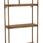 Benzara BM217196 Obround Shape Metal Wall Shelf with 3 Display Space, Brown and Silver