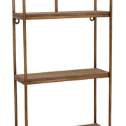 Benzara BM217196 Obround Shape Metal Wall Shelf with 3 Display Space, Brown and Silver