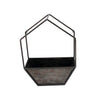 Benzara BM217198 Heptagonal Metal Wall Planter with Wooden Case, Set of 2, Gray and Black
