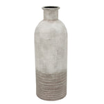 Benzara BM217200 18 Inch Metal Milk Jar Design Accent Decor with Rimmed Opening, Gray