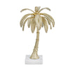 Benzara BM217202 16 Inches Aluminum Frame Palm Tree Accent decor with Marble Base, Gold