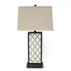 Benzara BM217232 Rock Base Table Lamp with Drum Shade and Quatrefoil Pattern, Brown