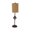 Benzara BM217234 Metal Table Lamp with Cylindrical Drum Shade and Fleur De Lis Accent,Black