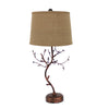 Benzara BM217236 Tree Design Base Metal Table Lamp with Drum Shade, Bronze