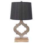 Benzara BM217247 Wooden Table Lamp with Quatrefoil Design Base, Black and Antique White