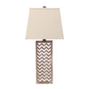 Benzara BM217248 Table Lamp with Chevron Pattern and Mirror inlay,Brown and Silver