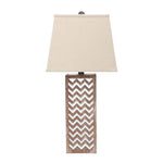 Benzara BM217248 Table Lamp with Chevron Pattern and Mirror inlay,Brown and Silver