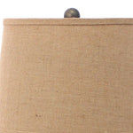 Benzara BM217252 Metal Table Lamp with Scroll Design Base and 2 Way Switch, Bronze and Beige
