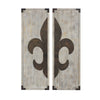 Benzara BM217253 Wooden Wall Plaque with Fleur De Lis Pattern, Set of 2, Bronze and White