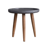Benzara BM217273 Round Wooden Side Table with Tapered Legs, Brown and Gray
