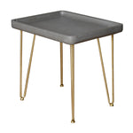 Benzara BM217274 Rectangular Wooden Side Table with Hairpin Legs, Gray and Gold