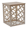 Benzara BM217283 Wooden Cage Like End Table with Quatrefoil Cut Out Details, Cream