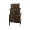 Benzara BM217284 Transitional Storage Cabinet with 3 Drawers and Tapered Legs, Brown