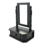 Benzara BM217290 Traditional Wooden Table Mirror with 1 Drawer, Black and Silver