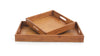 Benzara BM217293 Rectangular Wooden Serving Tray with Cut Out Handles, Set of 2, Brown