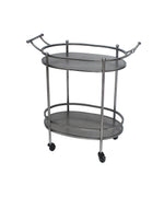 Benzara BM217301 Oval Metal Frame Service Cart with Casters, Gray and Black