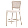 Benzara BM217351 Cane Back Wooden Frame Counter Stool with Padded Seat, Beige